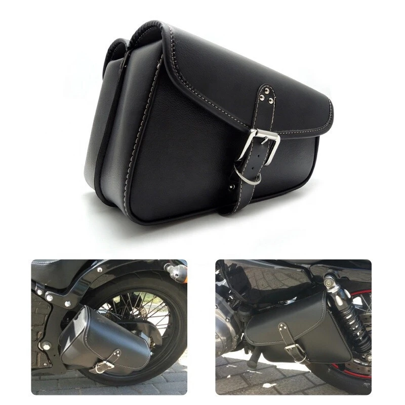 High Quality Motorcycle Accessories PU Leather Saddle Bags Side Luggages Carrier Universal for Cafe Racer