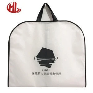 High Quality White customized Zipper Foldable Clothes suit garment bag for retail