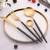 Import Hot Classic 4 Pieces Round Handle Glod And Black Cutlery  Set Stainless Steel  Personal Flatware from China