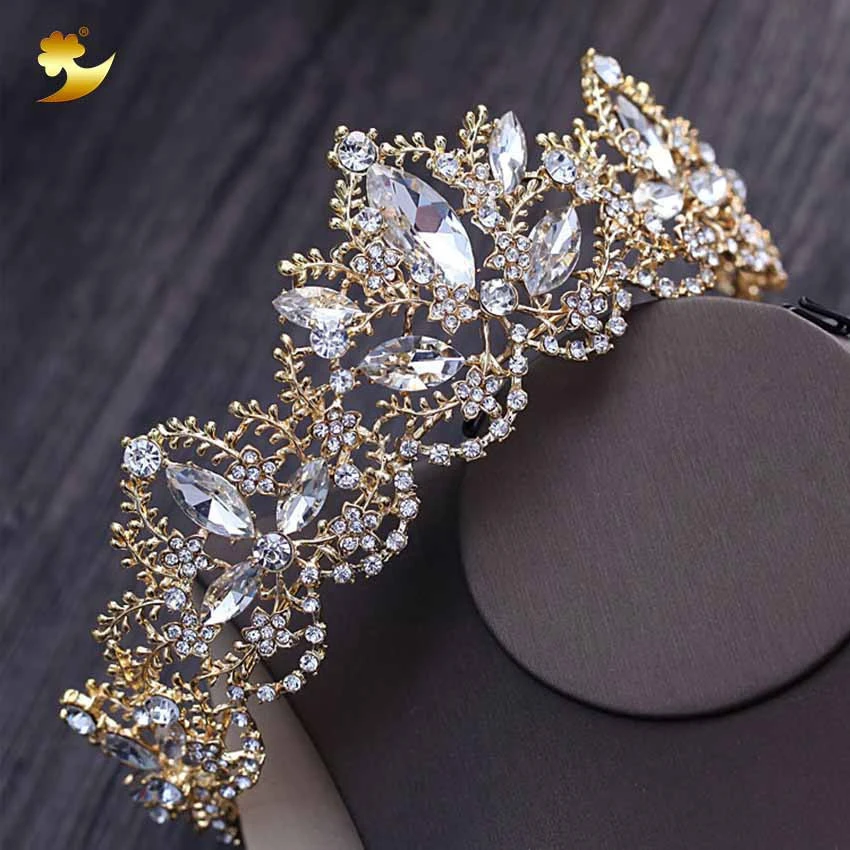 Hot sale fashion european wedding tiara tiara crown with stunning rhinestones