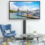 Hot Sale Floor TV Stand with Safety Lock for Medium-Sized Television High-end Tempered Glass Base with Non-Slip Feet TV Stand