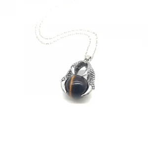 Hot sale Personalized  Domineering Dragon Claw Natural Stone Jewelry Necklaces Stainless Still Necklace