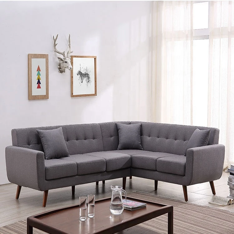 Hot sell luxury living room bedroom furniture light gray corner sofa