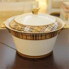 Hot selling high quality fine new bone china ceramic tureen with lid for restaurant