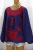 Import Hot selling mexican embroidery blouse/tops full sleeves blouse red color floral hand embroidery blue blouse from India