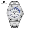 Hot selling square Mens Chronograph steel bracelet Quartz benyar Watches