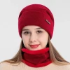 Hot selling winter new thickened warm winter hat and scarf set for men and women