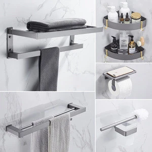 Hotel Bath Decoration Sanitary Fittings Toilet Bathroom Accessories Accessories Sets With Gun Gray Finished