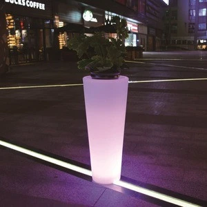 Hotsale led illuminating flower pot/ outdoor solar lighting flower pots