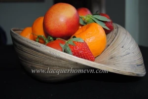 HT5222 hand coiled bamboo fruit bowl in grainy finish - lacquerhomevn.com