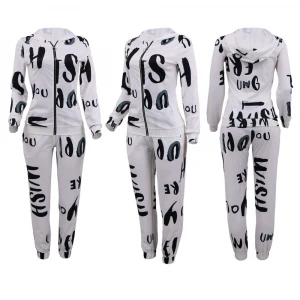 In shock ready to ship sweat loop women two piece tracksuit jogging set custom sweat suits track suit