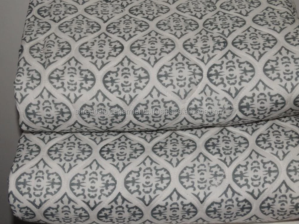 Indian Cotton Block Print Bedding Hand Block Print Bedspread Grey Cotton Indian Block Print Quilts