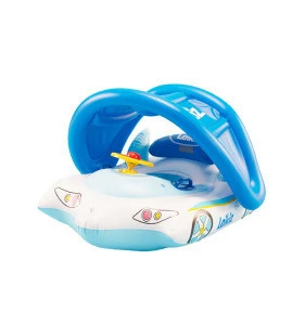 Inflatable baby float car with sunshade cap