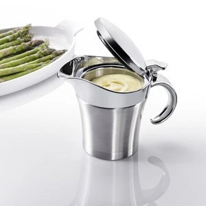 Insulated vacuum Stainless Steel Double Wall Gravy Boat With Spout &amp; Lid