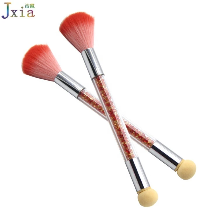 JiexiaNew Two Side Manicure Tool Nail Art Sponge Brush Crystal Design Nail Dust Brush