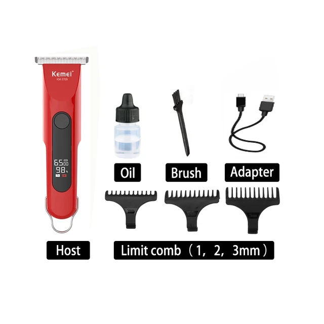 Kemei KM-3709 2021 new design mini Electric hair clipper LCD display mens portable hair Trimmer Professional Hair Clippers