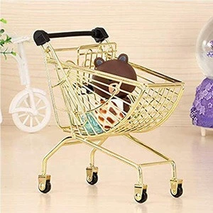 Kid mini metal shopping trolley cart wire mesh small supermarket trolley for gift packaging promoting sales