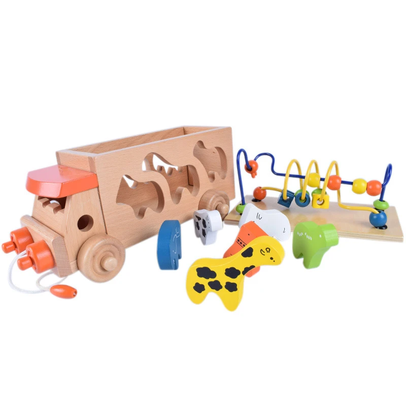 kids child boy girl baby infant children Safety intelligent educational wooden toys gift wood toy beading car shape animal match