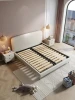 King Size Modern Fabric Up-holstered Beds Custom Platform Bedroom Furniture Bed with Night Table