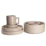 Korean design light brown luxury matt porcelain dinnerware sets for home restaurant tableware