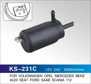 KS-231C 2200ml/min windshield 12V 24V washer spray pump VW  305955651 MB  0008601026 GM  93240405   96121163A   96121163