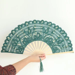 Lace special nature customized printed folding logo cheap sandalwood bamboo hand fan