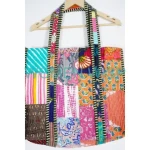 Large Floral Pattern Patchwork Quilted Tote Bag Custom Design Womens Multicolor Cotton Beach Handbag Shoulder Bag