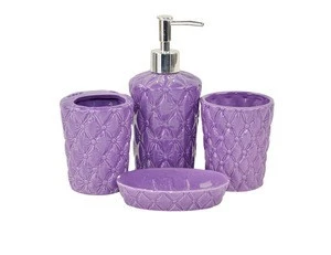 Latest design luxury Purple green/Blue 4pcs ceramic bathroom set