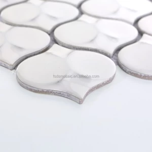 Leaf Shaped Backsplash 3d Relief Pattern Mosaic White Wall Ceramic mosaic sticker tiles