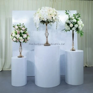 LG20181113-10 hot sale event decoration colorful wedding round metal plinths flower stand pillars