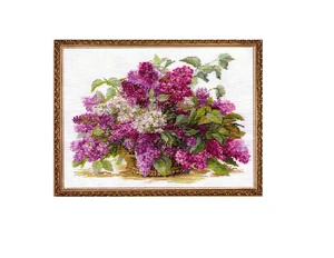 Lilac flowers pattern embroidery kit for cross stitching