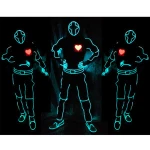Luminescent Heart Man suit EL wire Glowing Gloves Clothes Dance wear led costume