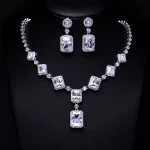 Luxury bridal necklace jewelry set earrings and necklace set 18k gold plated Wedding jewelry set zircon
