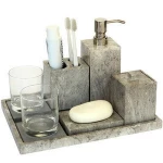 Luxury Mother of Pearl 100% White Resin 5 Star Hotel Amenities Bathroom Set