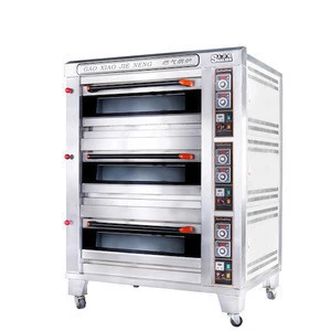 Luxury Stainless Steel three decks six trays industrial commercial pizza or bread gas oven