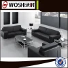 Luxury style boss room stainless steel base leather office sofa