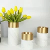 Luxury Tulip Cylinder Candle Unbreakable Marble Flower Vases For Wedding Centerpiece