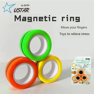 Magnet Decompression Toy New Novelty Stress Relief Finger Stacking Magnetic Spinner Ring Toy