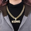 Manufacture Direct Supply Hiphop Fashion Jewelry Full Diamond Alloy Cuban Chain Letter Pendant