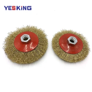 Manufacturer made industrial polishing rust removal basin curved copper wiring wheel brush small wire wheels brush