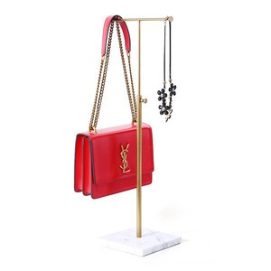 Marble Base Gold Mirror Handbag Display Rack Necklace Display Stand For Retail Store