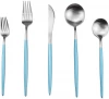 Matte Blue Handle Cutlery Set of 5 Pcs Table Spoon, Tea Spoon, Fork, Fruit Fork & Spreader- BY KSN