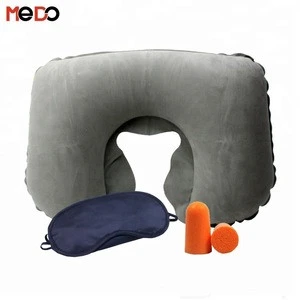 MEDO Air Inflatable Travel Neck Pillow and Eye Mask Case Set, airline amenity kit travel set