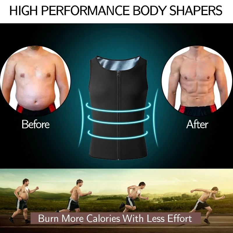 Men Women Sauna Sweat Vest Waist Trainer Corset Zipper Workout Tank Top Compression Shirt Weight Loss Fat Burner