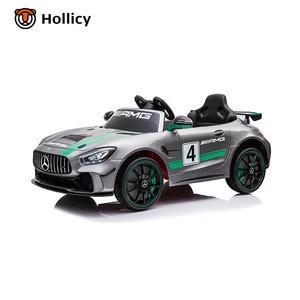Mercedes Benz GT4 license car kids toy cheap ride on car with leather seat kids 12v battery electric car toy for wholesale