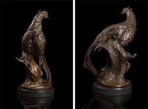 Metal animal sculpture crafts for home decor bronze pheasant sculpture