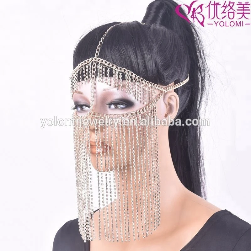 Metal Face Veil Tassel Facemask Chain Tassel Head Chain Indian Head Jewelry