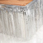 Metallic Foil Fringe Table Skirt Tinsel Table Skirt For Rectangle Tables Skirting