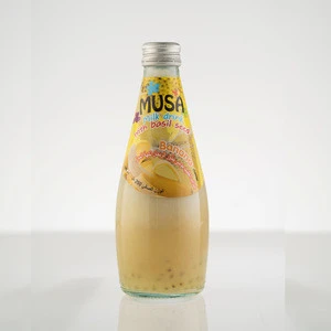 Milk Drink with Basil Seed MUSA brand glass bottle 290ml