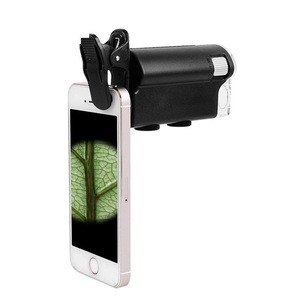 Mini Pocket digital biological microscope LED Portable Microscope 60-100X Clamping On phone